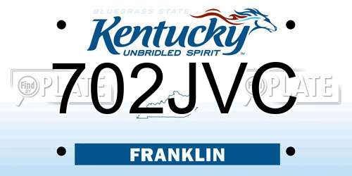 702JVC Kentucky License Plate
