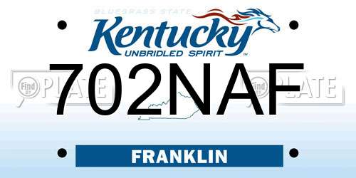 702NAF Kentucky License Plate