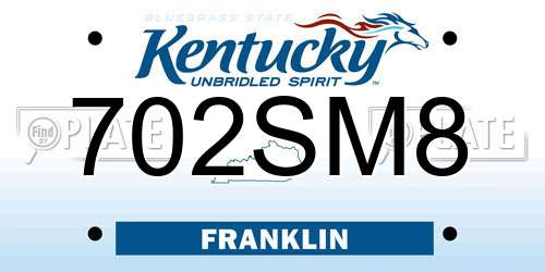 702SM8 Kentucky License Plate