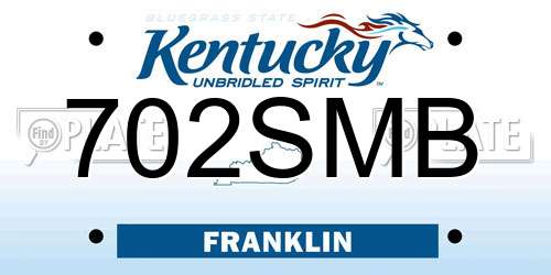 702SMB Kentucky License Plate