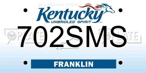 702SMS Kentucky License Plate