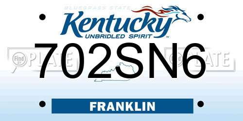 702SN6 Kentucky License Plate