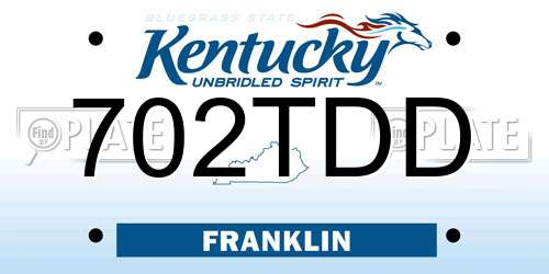 702TDD Kentucky License Plate