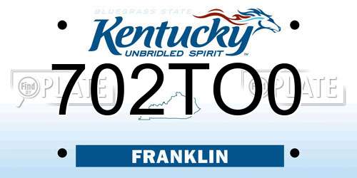 702TO0 Kentucky License Plate