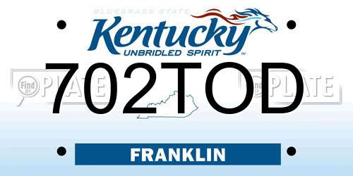 702TOD Kentucky License Plate