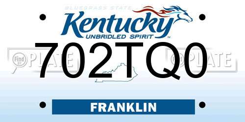 702TQ0 Kentucky License Plate