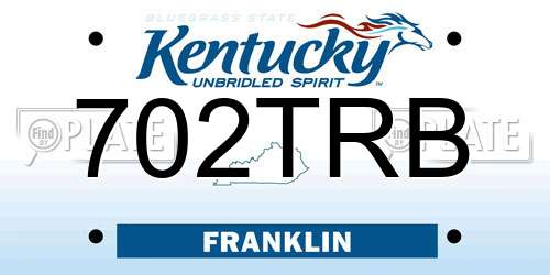 702TRB Kentucky License Plate