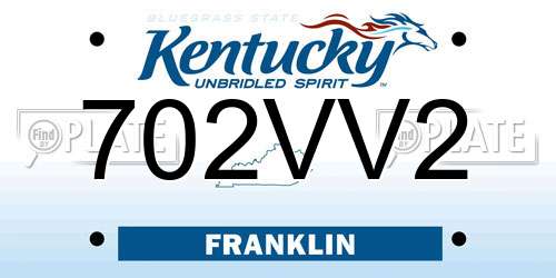 702VV2 Kentucky License Plate