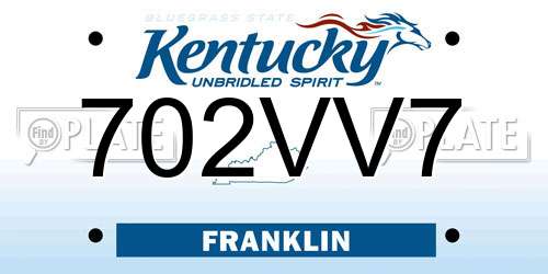 702VV7 Kentucky License Plate