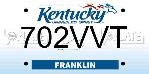 702VVT Kentucky License Plate