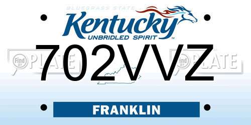 702VVZ Kentucky License Plate