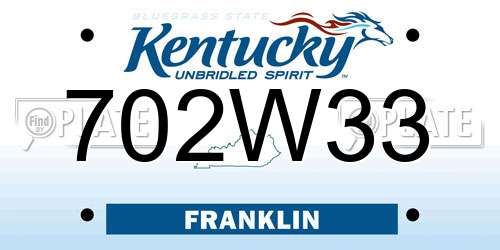 702W33 Kentucky License Plate