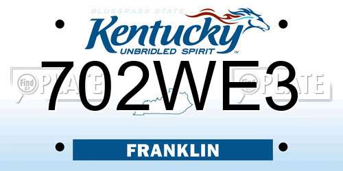 702WE3 Kentucky License Plate