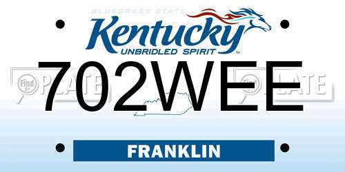 702WEE Kentucky License Plate