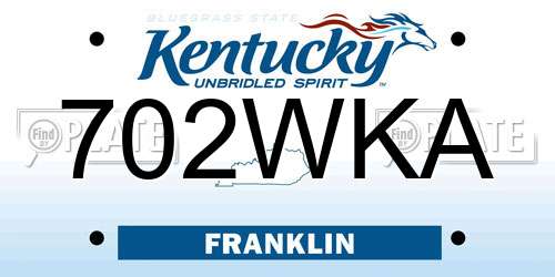 702WKA Kentucky License Plate