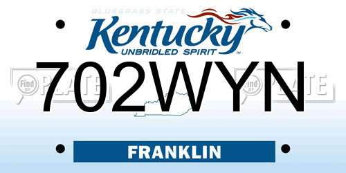 702WYN Kentucky License Plate