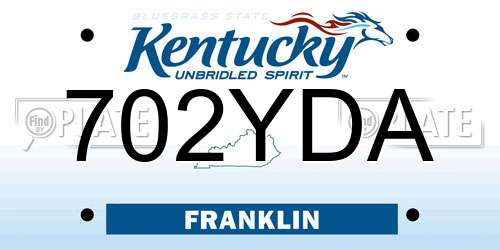 702YDA Kentucky License Plate