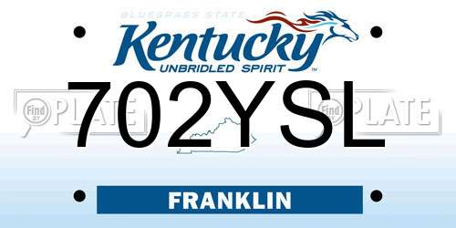 702YSL Kentucky License Plate