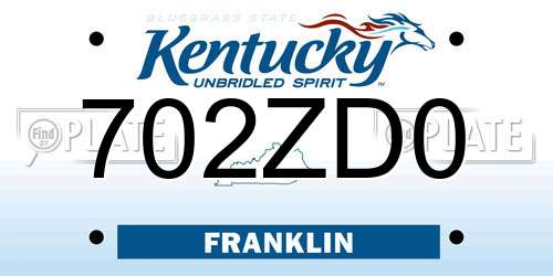 702ZD0 Kentucky License Plate