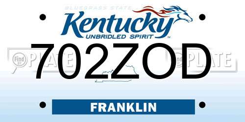 702ZOD Kentucky License Plate