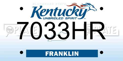 7033HR Kentucky License Plate