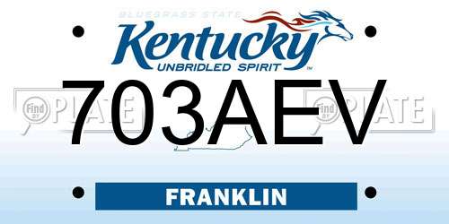 703AEV Kentucky License Plate