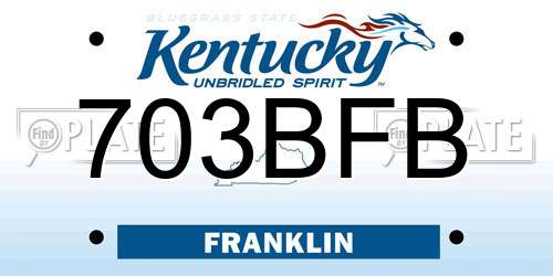 703BFB Kentucky License Plate