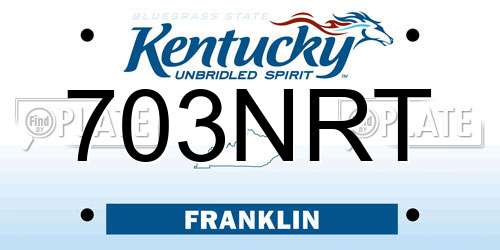 703NRT Kentucky License Plate