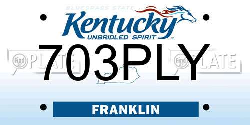 703PLY Kentucky License Plate