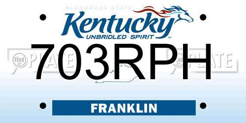 703RPH Kentucky License Plate