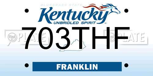 703THF Kentucky License Plate