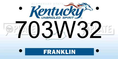 703W32 Kentucky License Plate