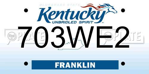 703WE2 Kentucky License Plate