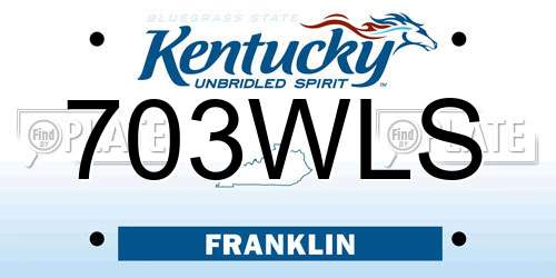 703WLS Kentucky License Plate