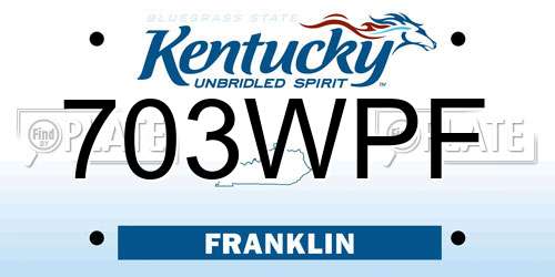 703WPF Kentucky License Plate