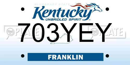 703YEY Kentucky License Plate