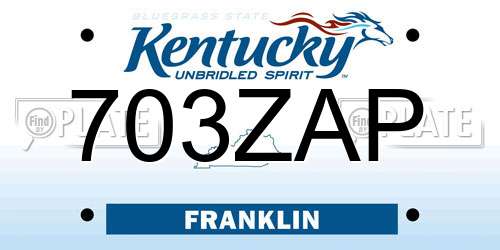 703ZAP Kentucky License Plate