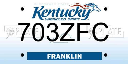 703ZFC Kentucky License Plate