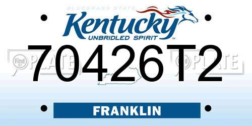 70426T2 Kentucky License Plate