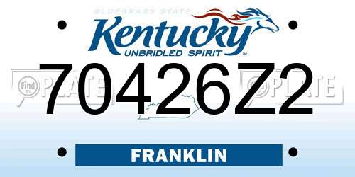 70426Z2 Kentucky License Plate