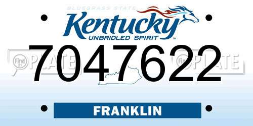 7047622 Kentucky License Plate