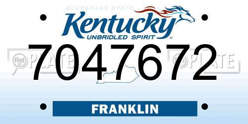 7047672 Kentucky License Plate