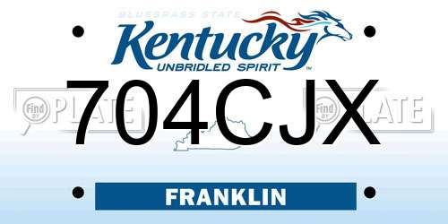 704CJX Kentucky License Plate