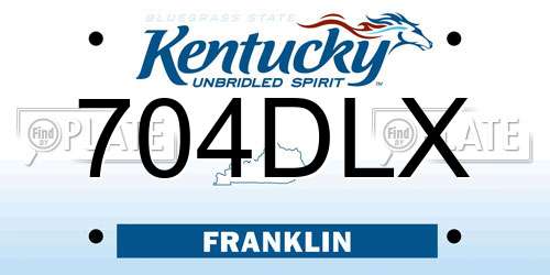 704DLX Kentucky License Plate