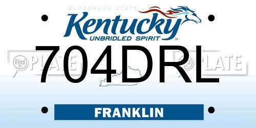 704DRL Kentucky License Plate