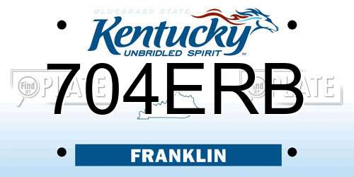 704ERB Kentucky License Plate