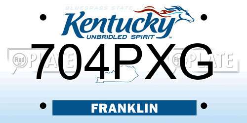 704PXG Kentucky License Plate