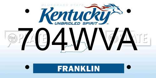 704WVA Kentucky License Plate