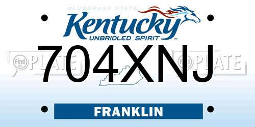 704XNJ Kentucky License Plate