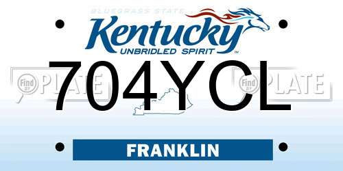 704YCL Kentucky License Plate
